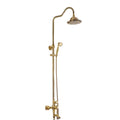 Wall Mounted Shower System Antique, Adjustable Shower Set Brass with Overhead Shower Head Tap, Retro Shower Mixer Set for Bathroom Hotel