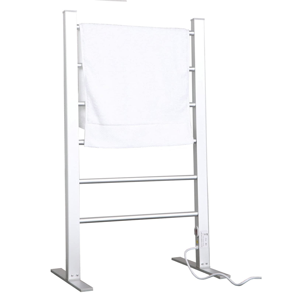 Towel Warmer and Drying Rack, Silver Aluminum Alloy Heated Towel Rack for Bathroom, 2-in-1 Freestanding & Wall Mounted Smart Heated Towel Rail with 6 Bars, 100W