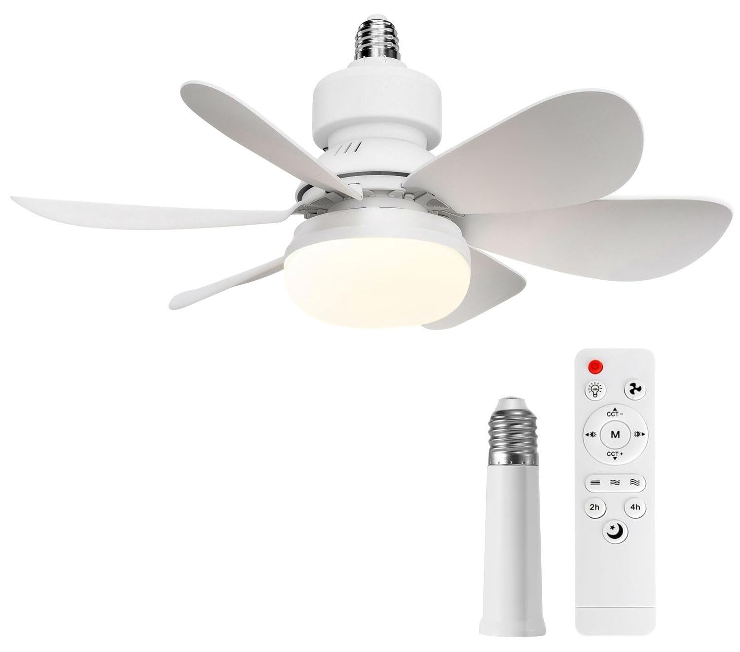 OOWOLF Ceiling Fan with Light and Remote, Low Profile Flush Mount Bladeless Ceiling Fan, 3 Color 3000-5000K, Dimmable LED Light, 3 Wind Speeds, Timer & Memory Function, Quiet Small Ceiling Fan 20.5"