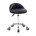 Kktoner Pu Leather Round Rolling Stool with Back Rest Height Adjustable Swivel Drafting Work Spa Task Chair with Wheels Black