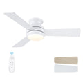 42 Inch Ceiling Fans with Lights and Remote, Low Profile Ceiling Fan with Light Flush Mount, Reversible, 6 Speeds, 3CCT Dimmable White Ceiling Fan for Bedroom Dinning Room Indoor