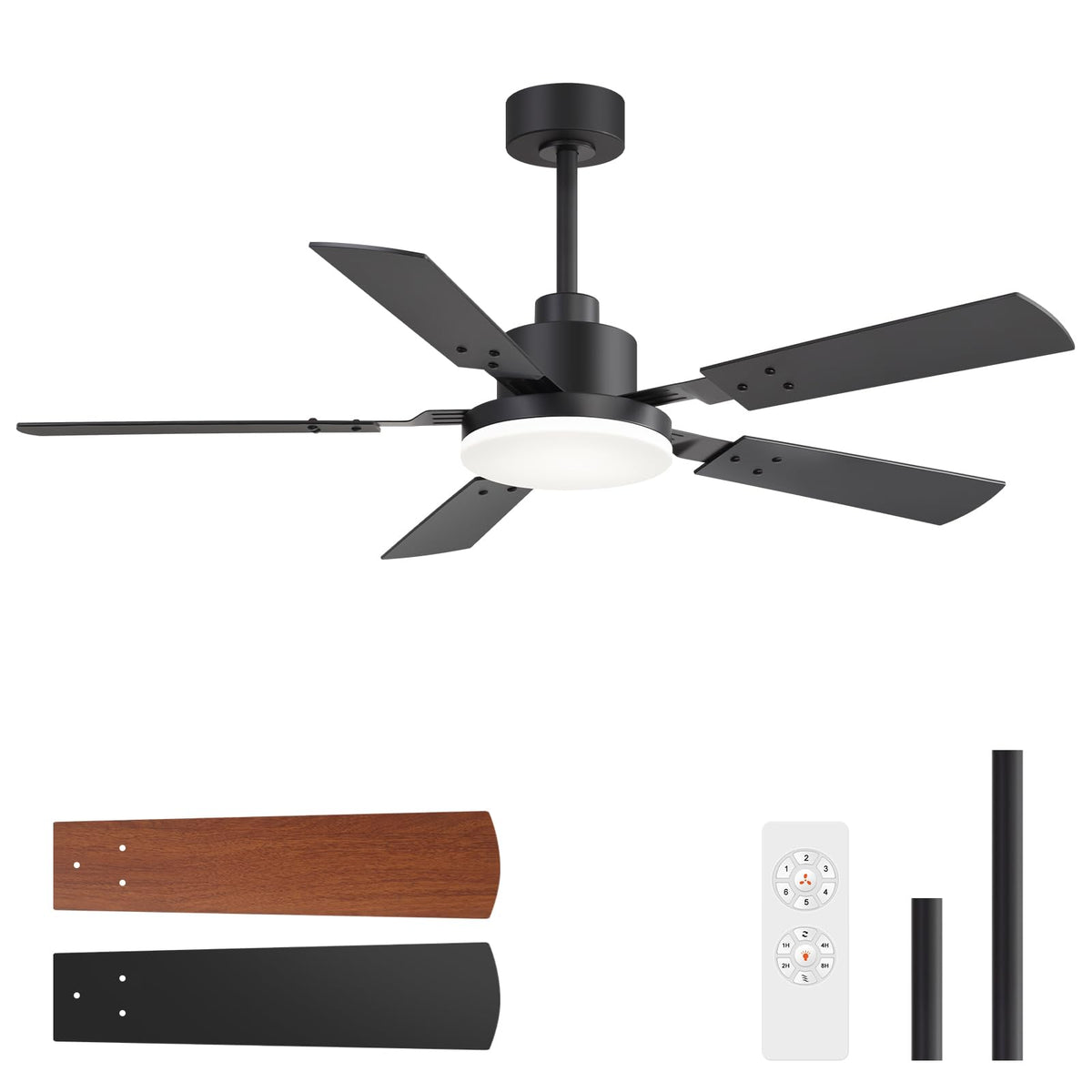 ZYD Ceiling Fan Lights, 52" Ceiling Fans with Lights and Remote, Farmhouse Ceiling Fans with Light Quiet Reversible DC Motor, Dual-Finish LED Ceiling Fan Light for Living Room, Bedroom, Kitchen
