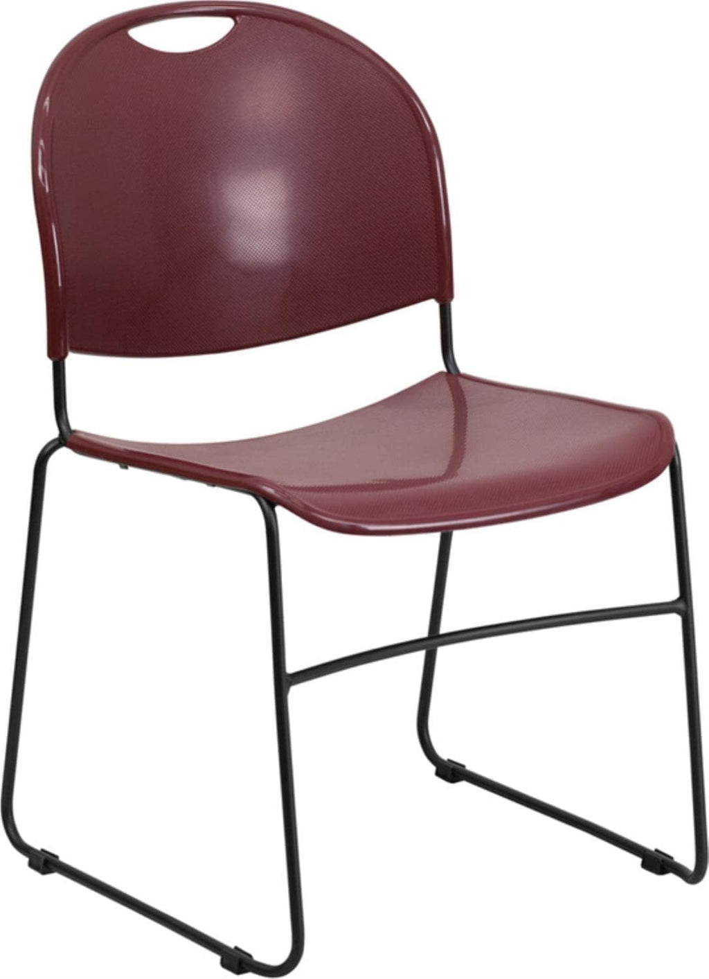 Flash Furniture Hercules Series 880 Lb. Capacity Burgundy Ultra-compact Stack Chair with Black Powder Coated Frame, Set of 1, Burgundy