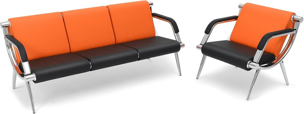 Wonline 4 Seat Waiting Room Chair with Armrest Pu Leather Office Furniture, Office Guest Seating Lobby Conference Reception Chairs for Airport