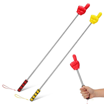 2Pcs Extendable Pointer Finger Stick, 37 Inch Extra Long Telescopic Teachers Pointer for Classroom, School Presentation, Whiteboard, Blackboard, Classroom Supplies (Red + Yellow)