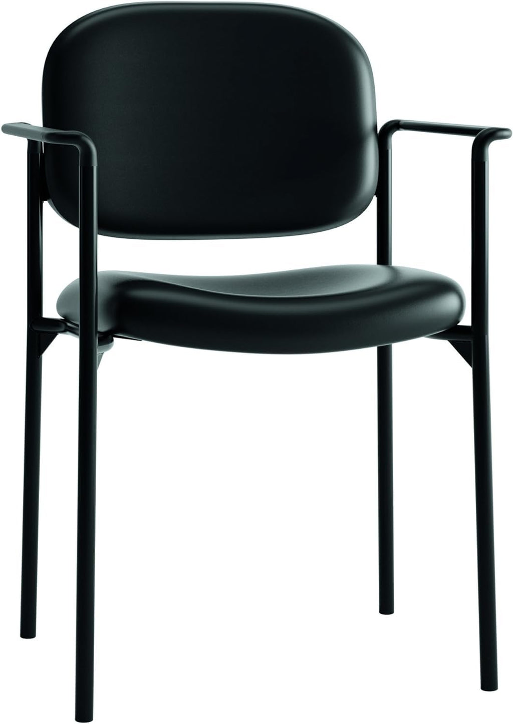 Hon Scatter Guest Chair with Arms, Leather Office Chairs, Black, Black - Leather Back - with Arms