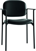 Hon Scatter Guest Chair with Arms, Leather Office Chairs, Black, Black - Leather Back - with Arms
