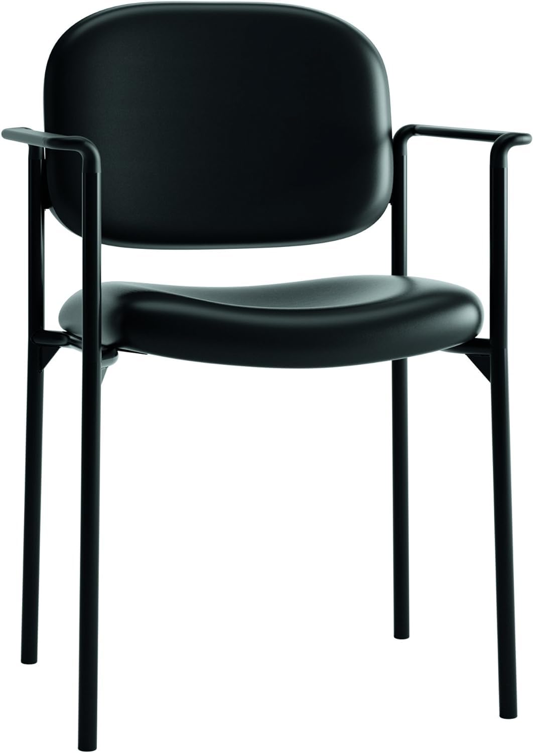 Hon Scatter Guest Chair with Arms, Leather Office Chairs, Black, Black - Leather Back - with Arms