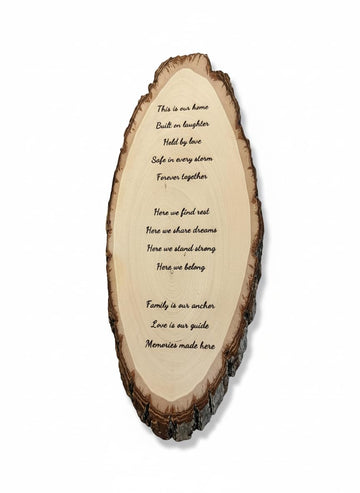 Custom Laser Engraved Wood Slice – Personalized Basswood Plaque with Your Message – Rustic Oval Wall Hanging Sign for Home Décor, Gifts, Weddings