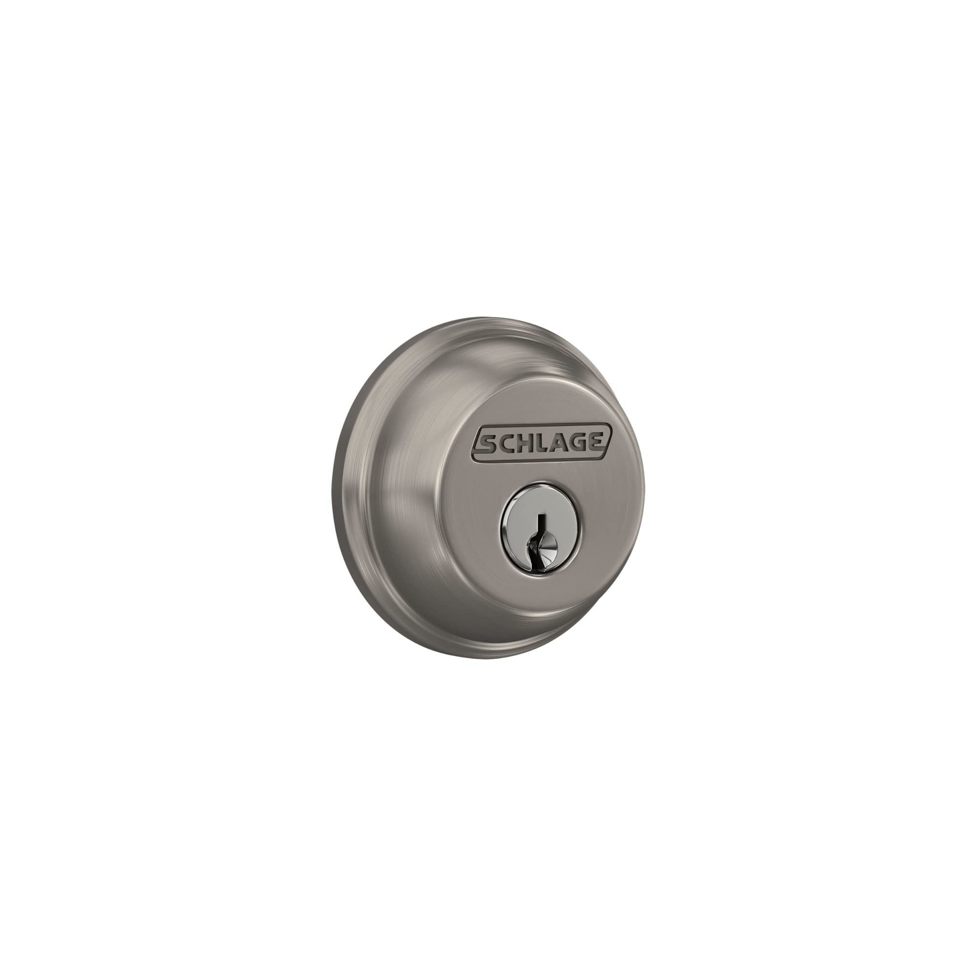 Schlage B60 N 619 Deadbolt, Keyed 1 Side, Highest Residential Security, Satin Nickel