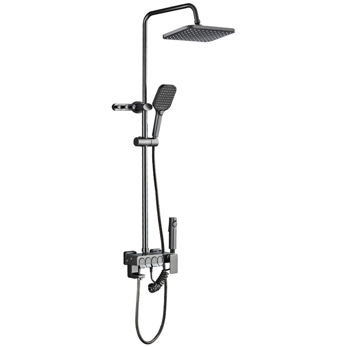 Shower System with Tub Spout Gray Space Aluminum Shower Faucet Set,Bathroom Shower Fixture Combo Set with Rain Shower Head,Hand Shower and Bidet Sprayer