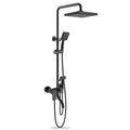 Wall Mounted Bathroom Rainfall Hot and Cold Faucet Nozzle Adjustable Lifting Multi Function Three Speed Bathroom Copper Body,Black Shower Set