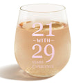 50th Birthday Gifts for Women - Wine Glasses, With Funny Quote “21 with 29 Years Experience”, 50th Birthday - 50th Birthday Decorations for Women, Happy 50th Birthday Gifts (Light pink