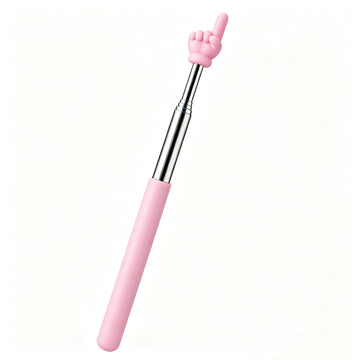 Retractable Teacher Pointer for Classroom Kids Reading, Dumero Soft Touch Extendable Finger Pointer Stick, Collapsible Telescoping Hand Pointer with Silicone Tip & Comfort Grip, Pink