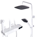 Shower System White, Thermostatic Digital Display Shower Faucet Set with Adjustable Rain Shower Head and Hand Sprayer Bathroom Shower Fixture with Bidet Sprayer and Tub Spout