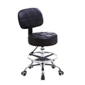 Kktoner Swivel Round Rolling Stool Pu Leather with Adjustable Foot Rest Height Adjustable Task Work Drafting Chair with Back (black)