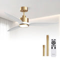 52 Inch White Gold Ceiling Fan with Light and Remote, Indoor Modern Ceiling Fan for Bedroom Living Room, High CFM Quiet DC Motor
