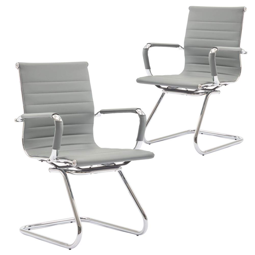 Dm Furniture Conference Room Chairs Set of 2, Waiting Room Chairs with Arms, Faux Leather Reception Chairs No Wheels, Office Guest Chairs with