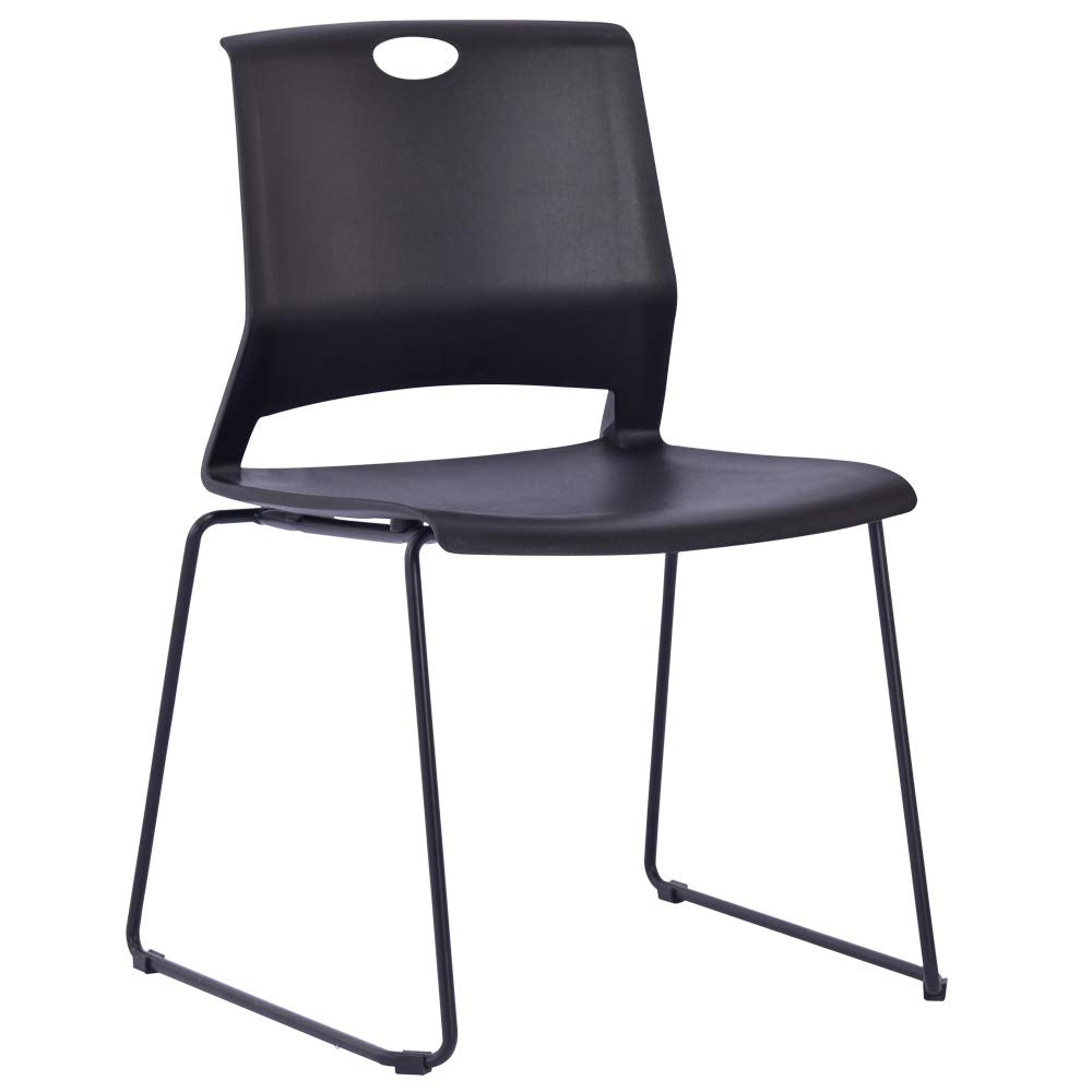 Sidanli Black Stacking Chairs Set of 4, Stackable Chairs for Waiting Room, Large