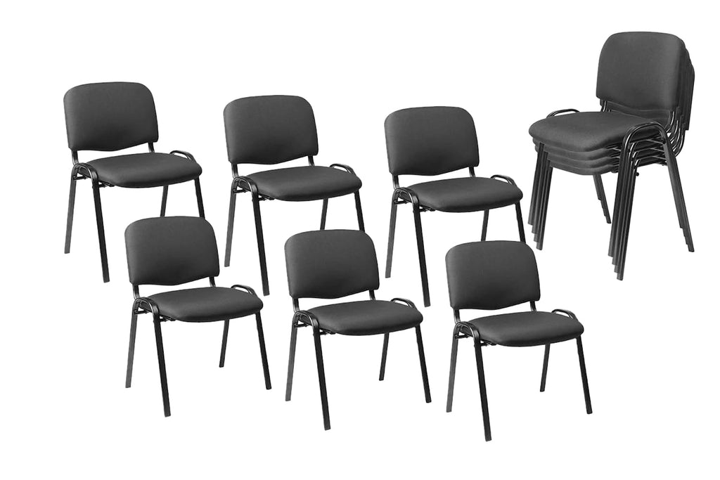 Clatina Set of 10 Pack Stackable Waiting Room Chair Fabric Black Reception Chairs Metal with Thickened Seat Back Cushion for Waiting Conference