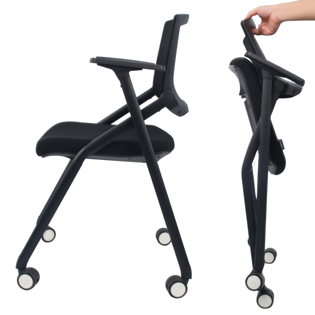 40 Pack Chairs Stackable Conference Room Chairs with Wheels and Paddle, Ergonomic Mesh Back and Arms for Home Office Desk Folding Chairs (20