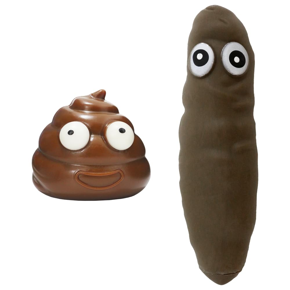 Novelty 2 Design Squishy Stretchy Fake Poo Stress Relief Toys, Funny Joke Fidget Anxiety Prank Poop Shape Sensory Toy for Adults Teens Birthday Party Favor