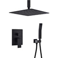 Rain Shower System Matte Black, Square 10 Inch Shower Head with Hand Held Shower, Ceiling Mounted Shower Faucet Set, Bathroom Luxury Mixer Shower Set