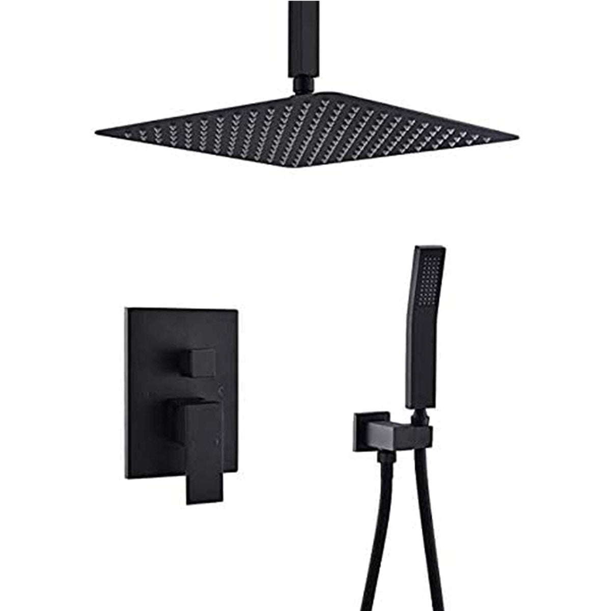 Rain Shower System Matte Black, Square 10 Inch Shower Head with Hand Held Shower, Ceiling Mounted Shower Faucet Set, Bathroom Luxury Mixer Shower Set