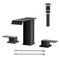 AVSIILE Matte Black Waterfall Bathroom Faucet 3 Hole, 8 Inch Widespread Modern 3 Piece Bathroom Sink Faucet, Touch On Lavatory Faucet for Vanity RV Restroom, Straight Spout