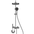 Shower System Grey 4 Function Exposed Shower Faucet Set with Adjustable Rainfall Shower Head and Hand Shower Wall Mount Bathroom Shower Fixture with Spray and Tub Spout
