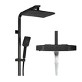 Thermostatic Shower System, Black Shower Faucet Set 3 Functions Shower Fixtures Bathroom Shower Faucet Set with Handheld Sprayer of 3 Modes, Rain Shower Head, Waterfall Tub Spout