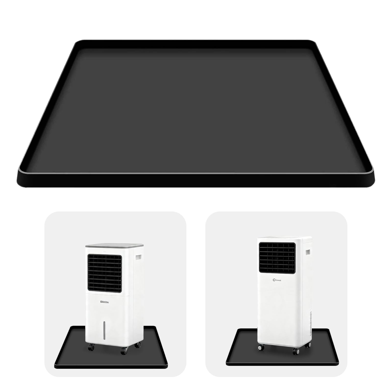 Portable Air Conditioner Drip Mat, 23.6''x19.7''x0.78'' Silicone AC Drip Mats,Portable AC Drip Tray, Flexible&Foldable,Spill-Proof- Ideal for Ice Makers, Humidifiers, Dehumidifier- Black