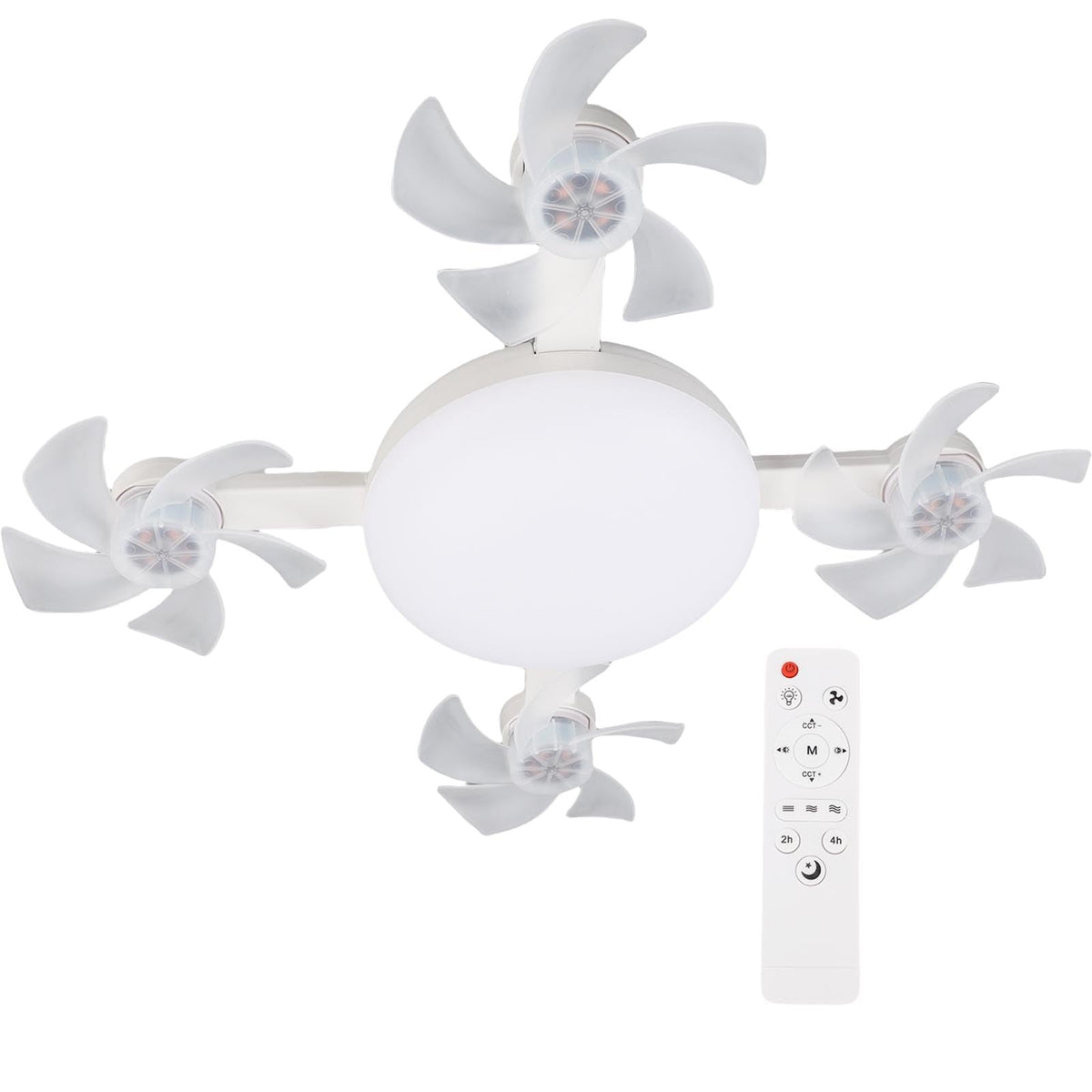 Ceiling Fan Light, Remote Control 3 Speeds Fan with LED Light 3 Color Temperatures 2000lm E26 E27 Socket, for Bedroom Living Room Kitchen Garage