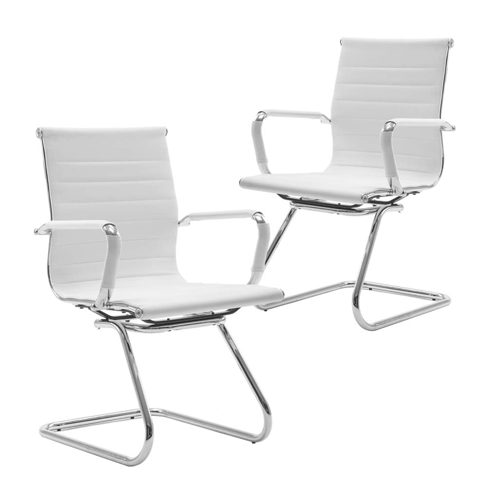Dm Furniture Conference Room Chairs Set of 2, Waiting Room Chairs with Arms, Faux Leather Reception Chairs No Wheels, Office Guest Chairs with
