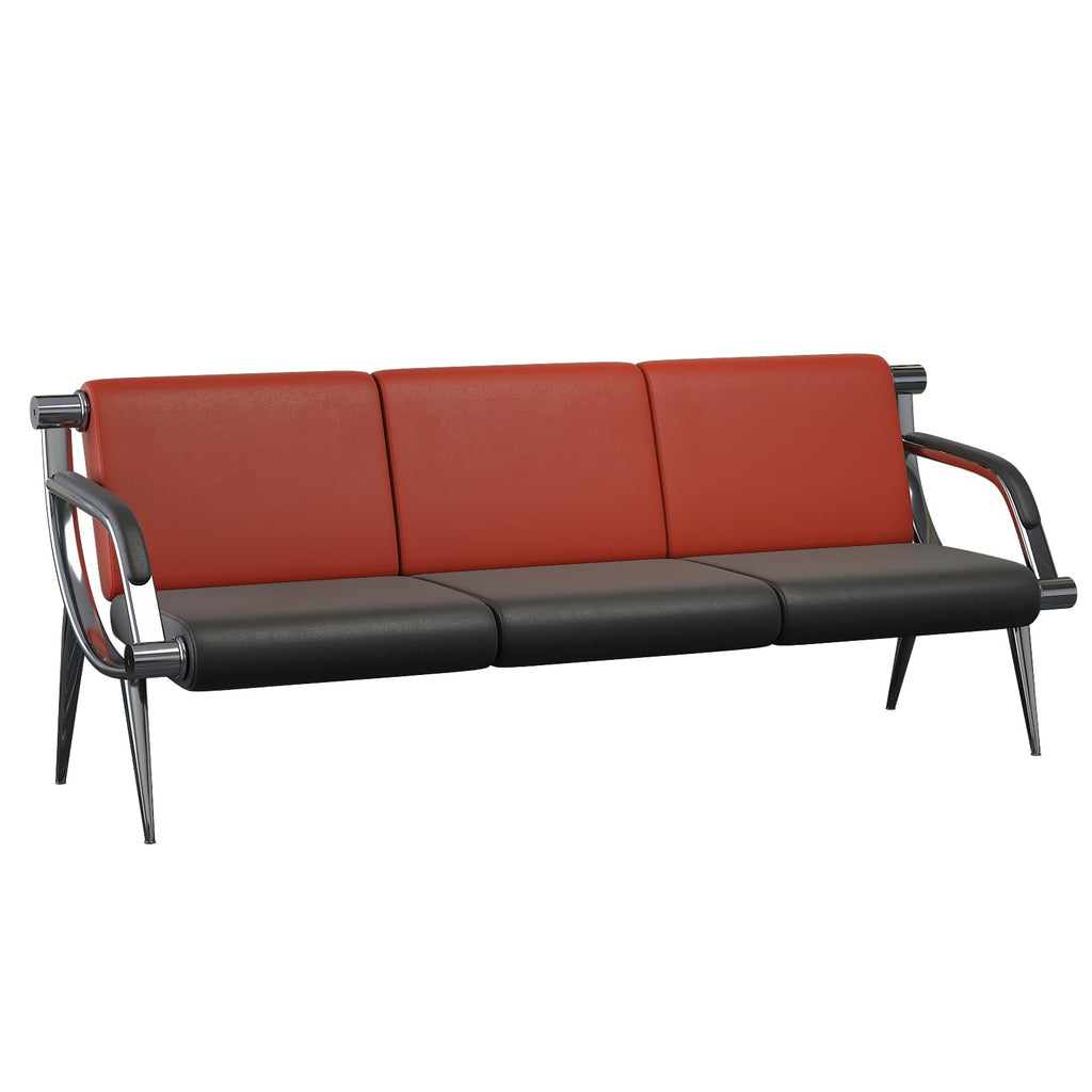 Wonline 3 Seat Waiting Room Chair with Armrest Pu Leather Office Furniture, Office Guest Seating Lobby Conference Reception Chairs for Airport