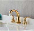 3 PCS Antique Brass Deck Mounted Bathroom Mixer Tap Bath Basin Sink Vanity Faucet Water Tap Bath Faucets(Gold)