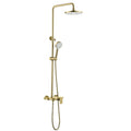 Bathroom Shower Faucet Set Brushed Gold 304 Stainless Steel Shower Fixture Wall Mounted Rain Shower System with 9 Inch Shower Head and Hand Shower Hot Cold Shower Mixer Set