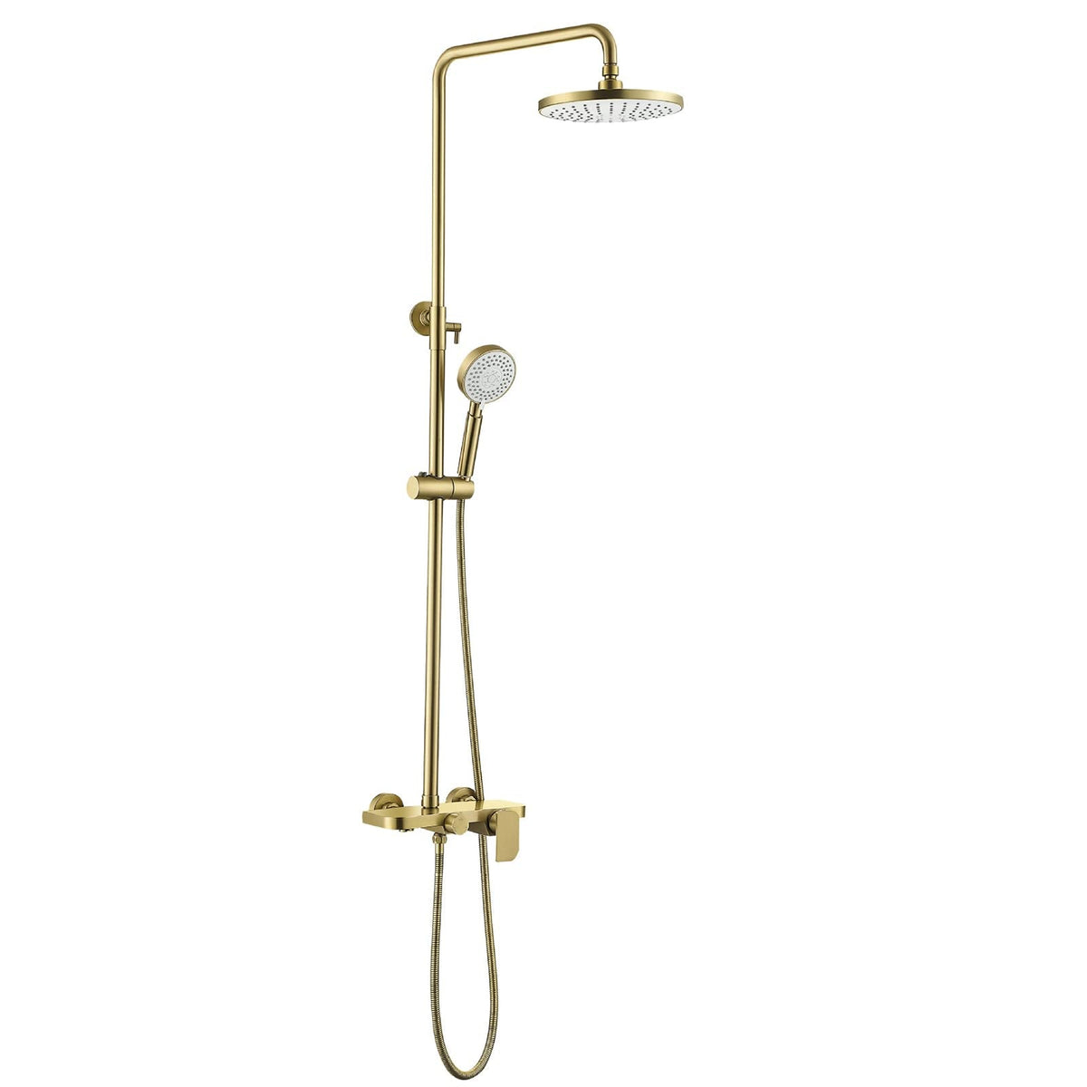 Bathroom Shower Faucet Set Brushed Gold 304 Stainless Steel Shower Fixture Wall Mounted Rain Shower System with 9 Inch Shower Head and Hand Shower Hot Cold Shower Mixer Set