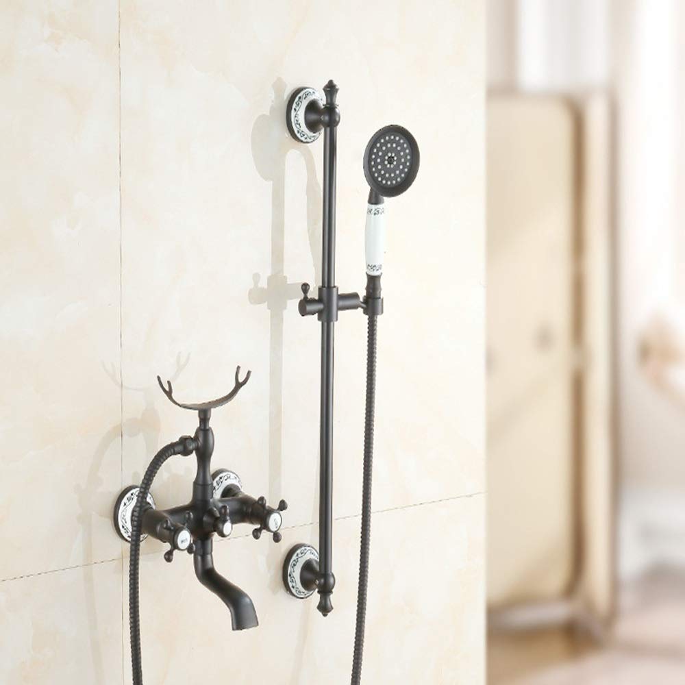 Bathroom Black Bronze Shower Set Simple Shower Black Ancient Blue Porcelain Shower Beautiful Practical