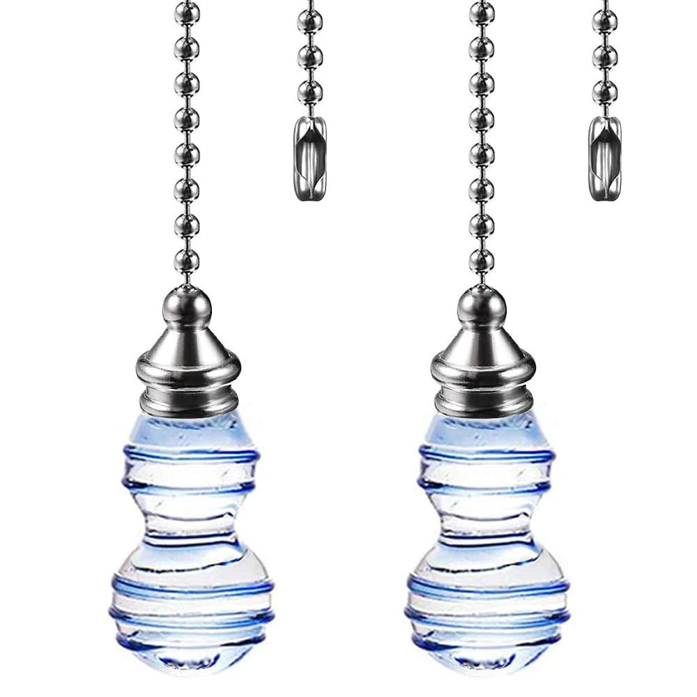 Ceiling Fan Chain Pulls Decorative Extension 12 Inches Blue Gourd Shape Pendant Pull Chain Fan Pulls Extension for Ceiling Light Lamp Fan Chain 2 Pcs (Nickel Pull Chain)