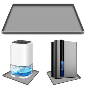 Dehumidifier Mat Home Drip Pan, Silicone Mat Size 17"x15" for Bathroom Dehumidifiers with Raised Edge for Leaks, De humidifier Tray for Basement Floor Mat Table Pad, Non-Slip Waterproof Pan, Gray
