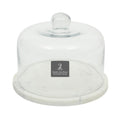 Gibson Elite Ridgehaven 11" Marble Cake Stand, Serving Platter, Charcuterie Board, and Center Piece Home Décor With Glass Lid - Fits 9" Cake