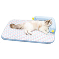 Cooling Cat Bed with Pillow – L-Shaped Sofa Design, Breathable Summer Mat for Kittens & Cats, Machine-Washable Cushion Calming Bed for Persian, Siamese, Small Pets (Blue, 21"x15"x4")