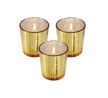Mister Candle - Citronella Scented Gold Mercury Filled Glass Votive Candles Jar, Perfect Home Decoration, Wedding Favors Hand Poured in USA (Set of 12) (Citronella)