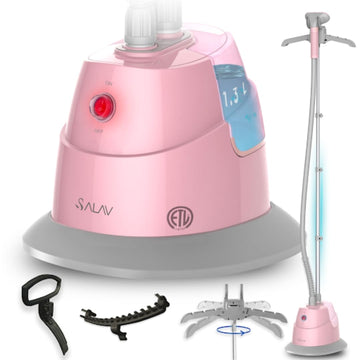 SALAV® Standing Steamer with Garment Hanger, 1.3L Water Tank for 1 Hour Continuous Steaming, Heats in 45 Seconds, Double-Insulated Steam Hose (Blush, Garment Steamer) (Renewed)
