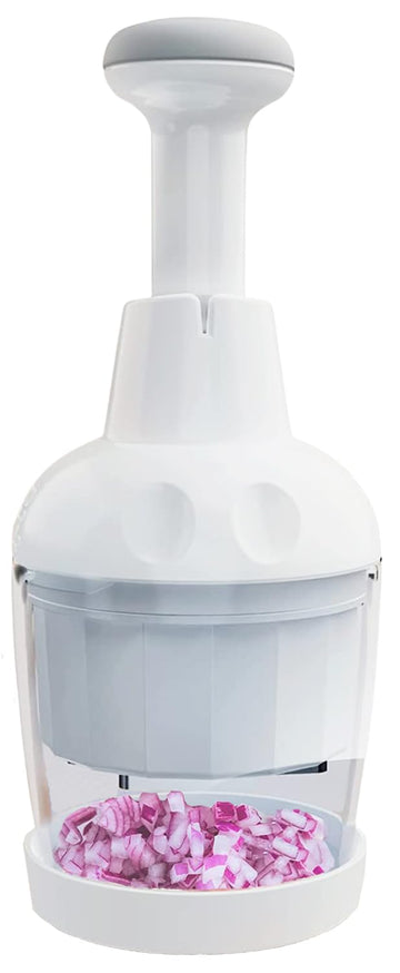 Pamper?d Chef Food Chopper, Vegetable Chopper, Onion Chopper, Garlic Chopper, Nuts Chopper - Hand Chopper For Vegetables, Salads, Fruits, Nuts. Dishwasher-safe, White, Easy to Clean