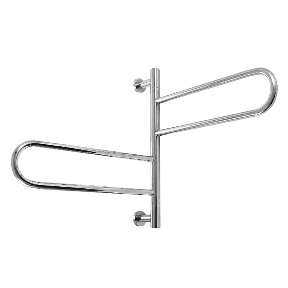 APUM Wall Mounted Electric Towel Warmer, Plug-in 180° Swivel Bathroom Warmer Radiator Rack Silver Heated Towel Rail,110v