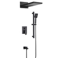 Shower System Black, Bathroom Luxury Dual Functions Waterfall Rain Shower Head, 3 Modes Handheld Shower, Wall Mounted Brass Bath Shower Set