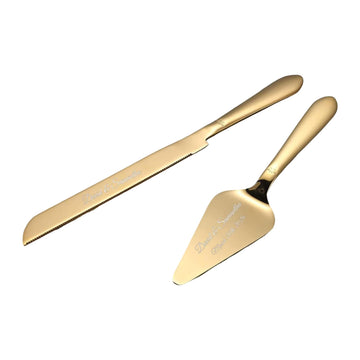 Personalized Wedding Cake Cutting Set Gold Cutter Server Knife Gift for Her Bridal Shower Engagement Birthday Custom Engraved Anniversary Wedding Birthday