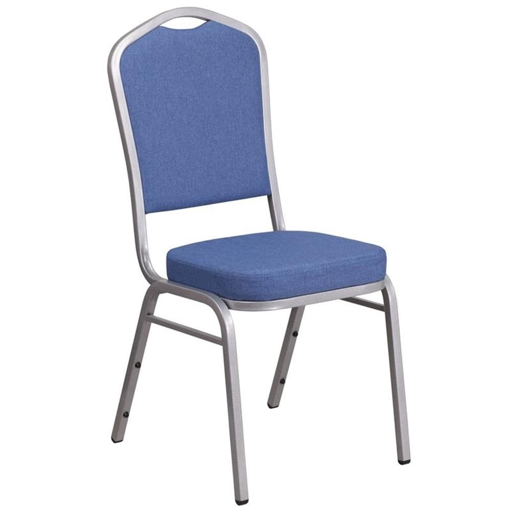 Flash Furniture Hercules Fabric Crown Back Stackable Banquet Chair, Silver, Set of 1, Blue Fabric/silver Frame